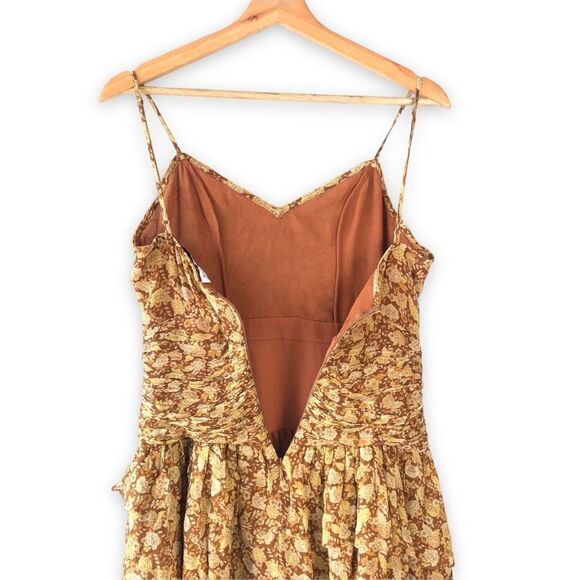 Shona Joy Sunset Ruched Mini Dress in Turmeric Multi Upcycled - Modified - Picture 6 of 9